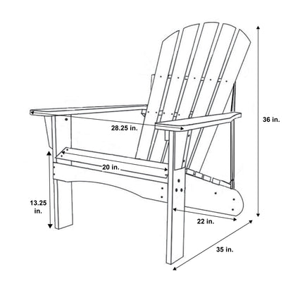 Shine Company Rockport Wooden Adirondack Chair, Outdoor Patio Firepit Chairs, Back & Seat Pre-Assembled, Natural - WoodArtSupply