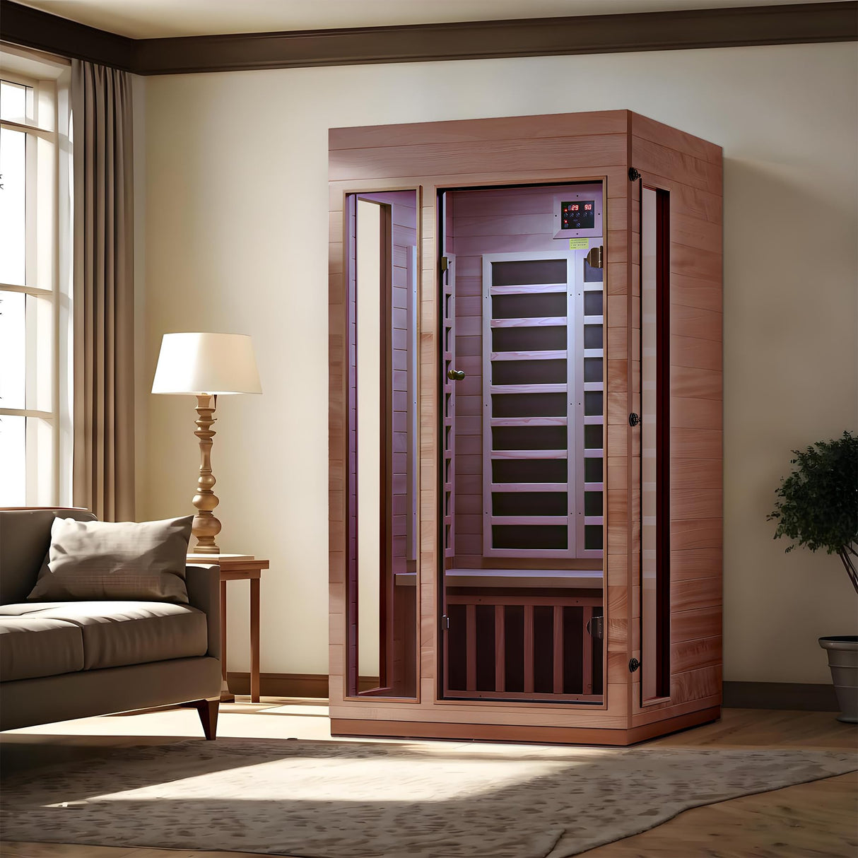 Haoyao 1-Person Indoor Infrared Sauna, Low EMF, Okoume & Hemlock Wood-01 Generic
