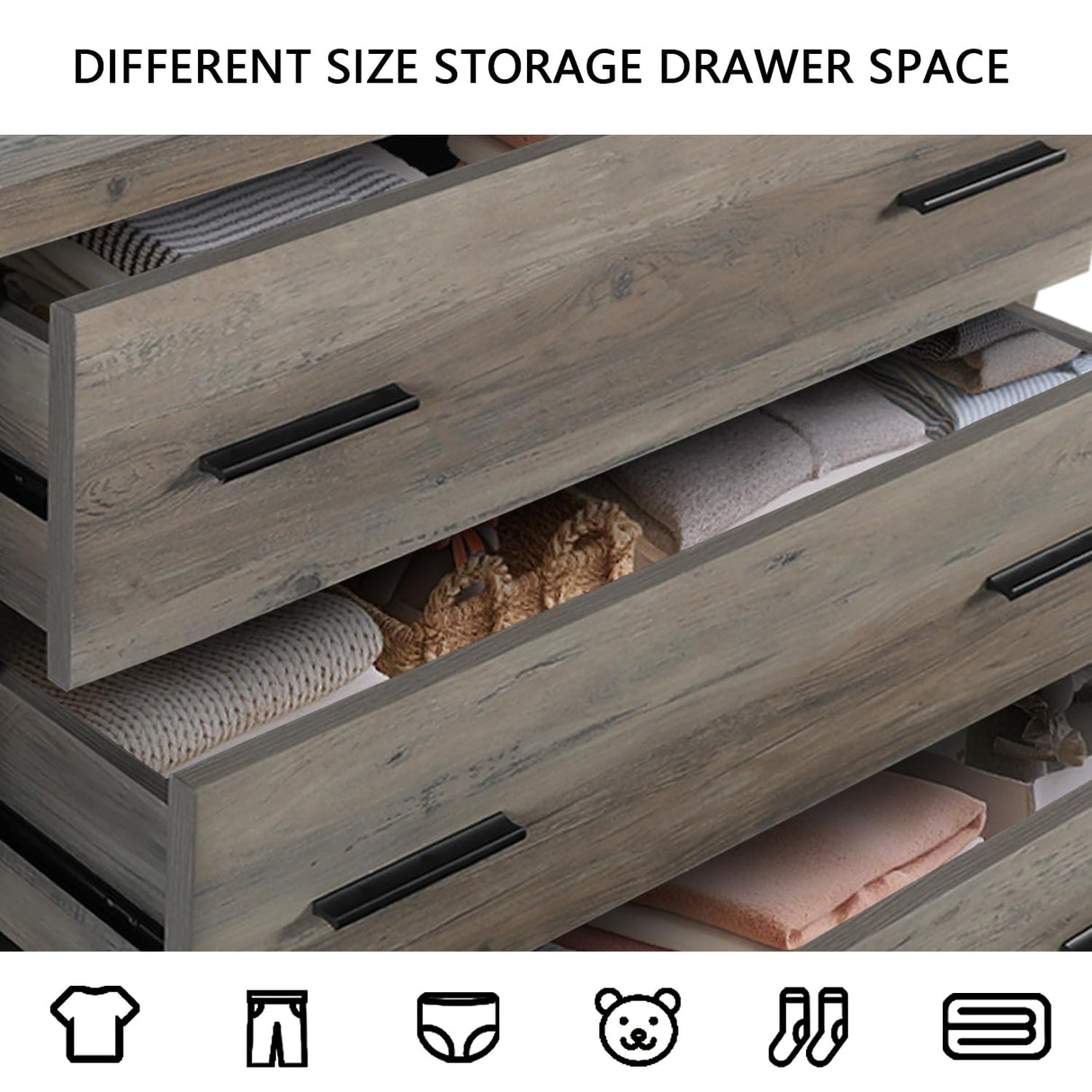 Vikiullf Wooden Chest of Drawer - 3 Drawer Dresser for Bedroom, Farmhouse Dresser, Storage Drawers for Bedroom, Nursery, Living Room, Hallway, Entryway Organizer, Grey Vikiullf