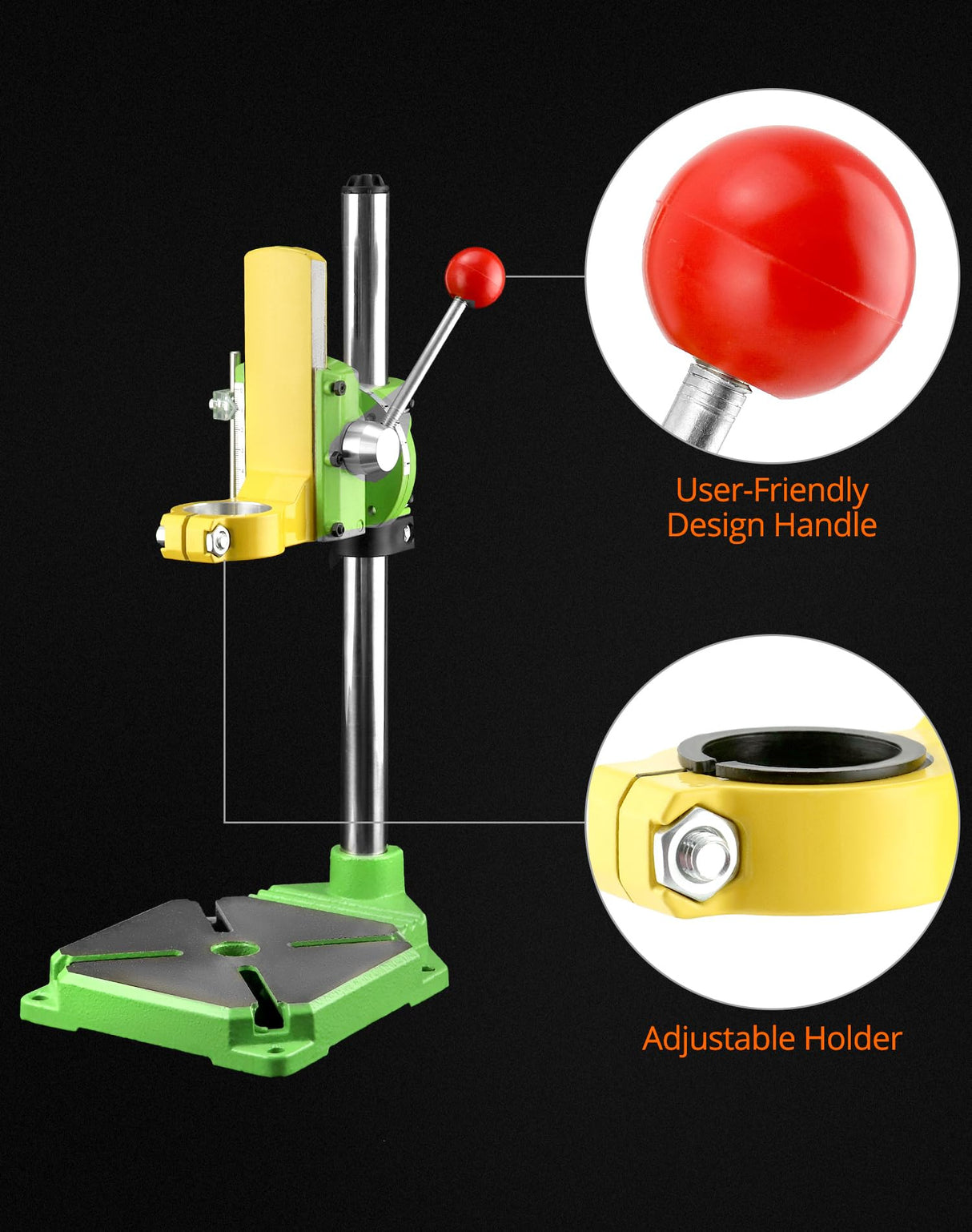 QWORK Drill Press Stand, Heavy Duty Floor Drilling Press/Rotary Tool Workstation,Table Top Drill Press 90° Rotating Fixed Frame for Drilling Collet, Drill Press Table, Drill Workbench Repair QWORK