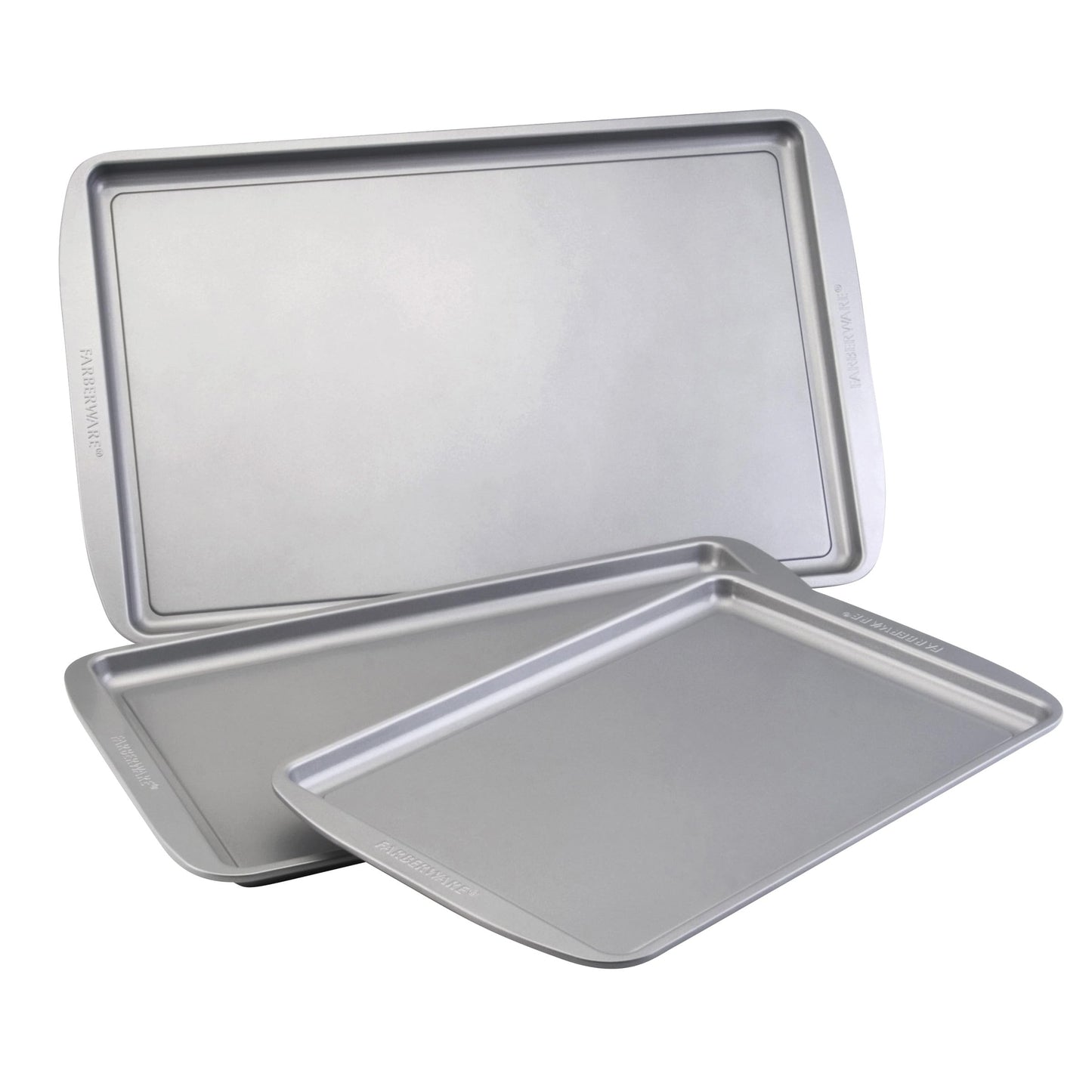 Farberware Bakeware Nonstick Cookie Baking Sheets, 3-Piece Set, Gray