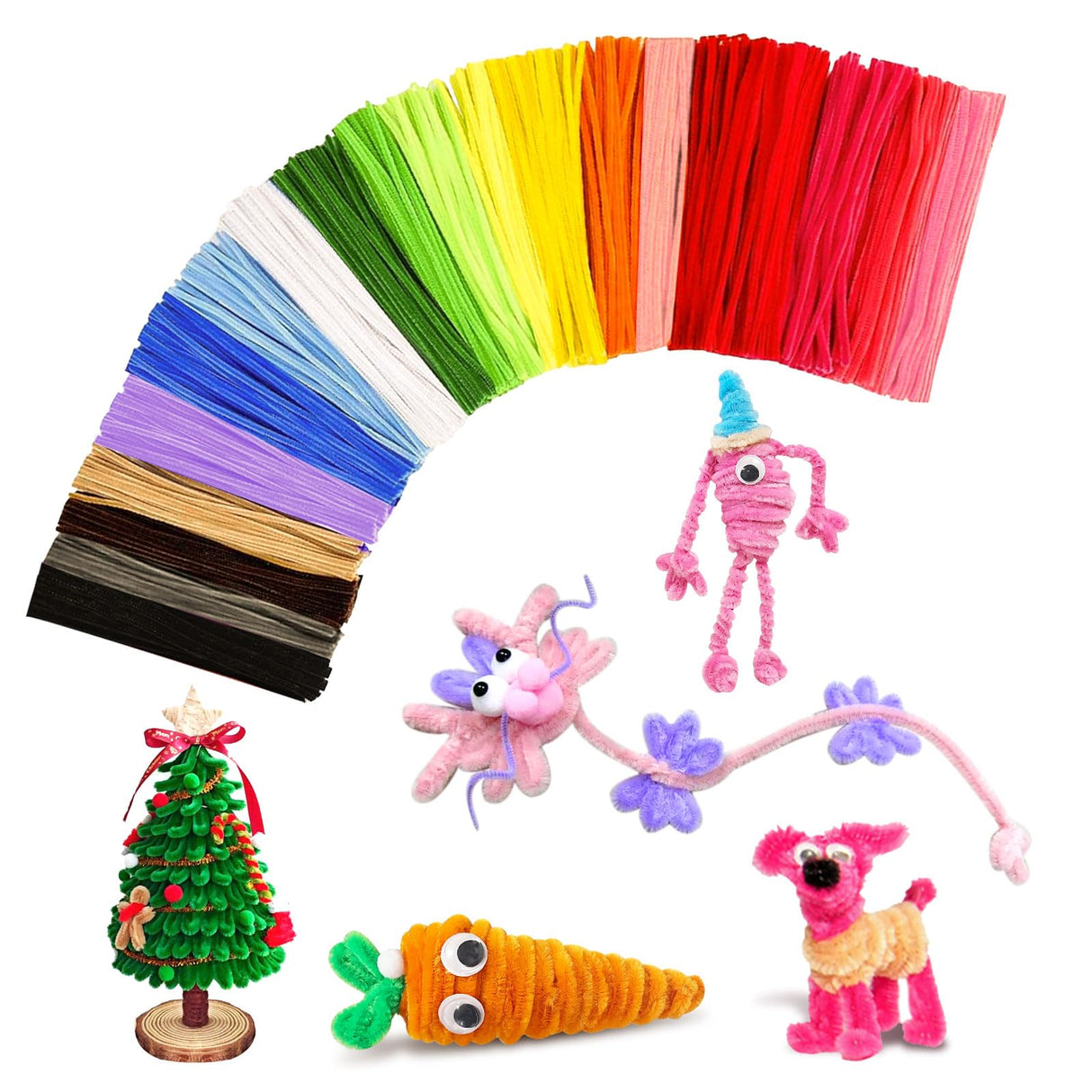 Pipe Cleaners Craft Supplies,Multi-Colored Chenille Stems for DIY Arts Crafts Project,Green Pipe Cleaners Bulk Easter Basket Stuffers,Fidget Toys for Ages 8-13,Teen Girl Gifts,Kids Crafts VZF