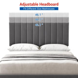 Amyove Full Size Bed Frame with Adjustable Headboard, Velvet Upholstered Platform Bed Frame with Wooden Slats Support, No Box Spring Needed, Easy Assembly, Dark Grey (Full) Amyove