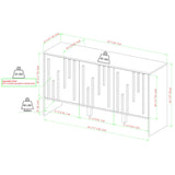 Walker Edison Contemporary Detailed 3-Door Sideboard, 55 Inch, Black Walker Edison