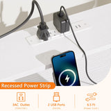 Korfile White Computer Desk with Power Outlets & LED Lights, Reversible Gaming Desk with 5 Fabric Storage Drawers, 47" Home Office Desk with Monitor Stand Shelves for Working, Vanity Table for Bedroom Korfile