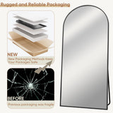 Full Length Mirror, 76"x34" Oversized Arched Mirror Large Standing Mirror, Tall Mirror Body Floor Mirror Wall Mirror Hanging Mirror for Bedroom Living Room Aluminum Frame,Black Homsion