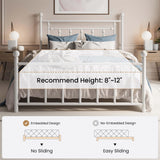 SHA CERLIN 14'' Full Size Metal Platform Bed Frame/Victorian Headboard and Footboard/Steel Slats Mattress Foundation for Storage/No Box Spring Needed/Noise Free/White SHA CERLIN
