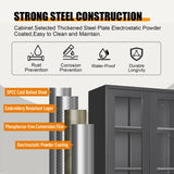 71" Tall Black Locking Cabinet, Metal Storage Cabinet with Glass Doors, Glass Display Cabinet, Curio Cabinet with 4 Adjustable Shelves, Cabinet for Home Office, Kitchen, Living Room- Assembly Required MetalMax