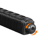 Topeakmart Outdoor Wicker Bar Table and Chairs Set, 7-Piece Patio Rattan Dining Furniture Set with Acacia Wood Tabletop, 6 Removable Cushions, Rain Cover, Black/Beige Topeakmart