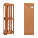 nifoti 70" H Lighted Curio Cabinet Display Case, Glass Curio Cabinets with Adjustable Shelves and Tempered Glass Door, Wooden Cabinet w/Mirrored Back Pane for Living Room (Oak) nifoti