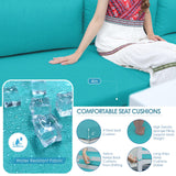 NICESOUL 10 Piece Oversized Modern Aluminum Patio Furniture Set, All Weather Rust Resistant Modular Sectional Sofa with Side Table, 500 lbs Heavy Duty Comfortable Outdoor Couch for Backyard Lawn, Teal NICESOUL