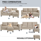 Shintenchi Convertible Sectional Sofa Couch, Modern Linen Fabric L-Shaped Couch 3-Seat Sofa Sectional with Reversible Chaise for Small Living Room, Apartment and Small Space (Light Brown) Shintenchi