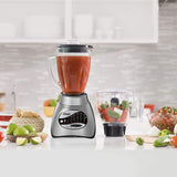 Oster Classic Series 16 Speed Blender with Food Chopper and Glass Jar, Brushed Nickel Oster