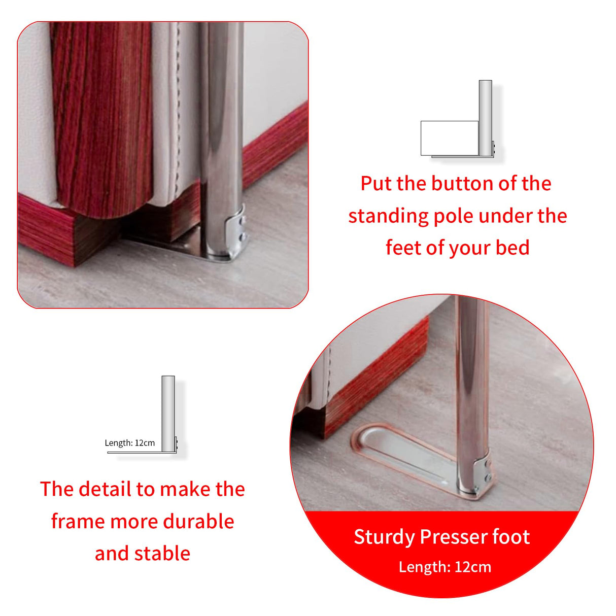 JENCEAILL King Size Canopy Bed Frame – Thickened Stainless Steel Poles, 4-Corner Sturdy Design, Compatible with Metal/Wood Beds, Ideal for Bedroom Decor JENCEAILL