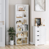 FOTOSOK 6-Tier Open Bookcase and Bookshelf, Freestanding Display Storage Shelves Tall Bookcase for Bedroom, Living Room and Office, White FOTOSOK