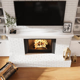 Eshoma Fireplace Mantel - 72 Inch Floating Shelf for Over Fireplace - Wood Mantel with Invisible Heavy Duty Wood Bracket, Modern Wall Mounted Mantle Shelf, White, 72 X 8 X 6 Eshoma