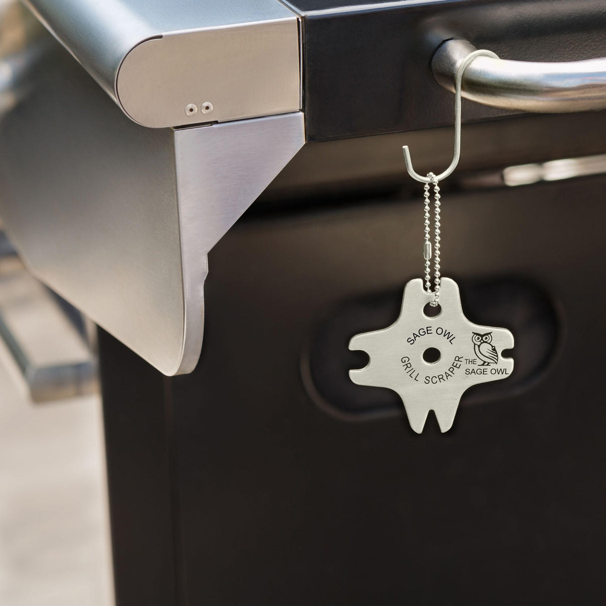 Sage Owl Bristle-Free Stainless Steel BBQ Grill Scraper – Safe Grill Cleaner for Outdoor Grills, Smoker Accessories, Cooking Gadgets, and Barbecue Grilling Tools – Ideal Mens Stocking Stuffers The Sage Owl