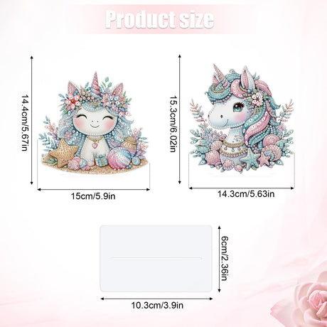MVVMTOP 2 Pcs Diamond Painting Art Tabletop Decoration, Diamond Art DIY Unicorn 5D Special Shape Crystal Mosaic Handicraft for Adult Beginners, Home Office Tabletop Decor Gift MVVMTOP