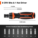 Valuemax Ratcheting Screwdriver, 9-In-1 Multi Screwdriver, Portable Ratchet Screwdriver Set, Adjustable Length, High-Strength Bits, Phillips, Slotted, Torx, Hex, Nut Driver ValueMax