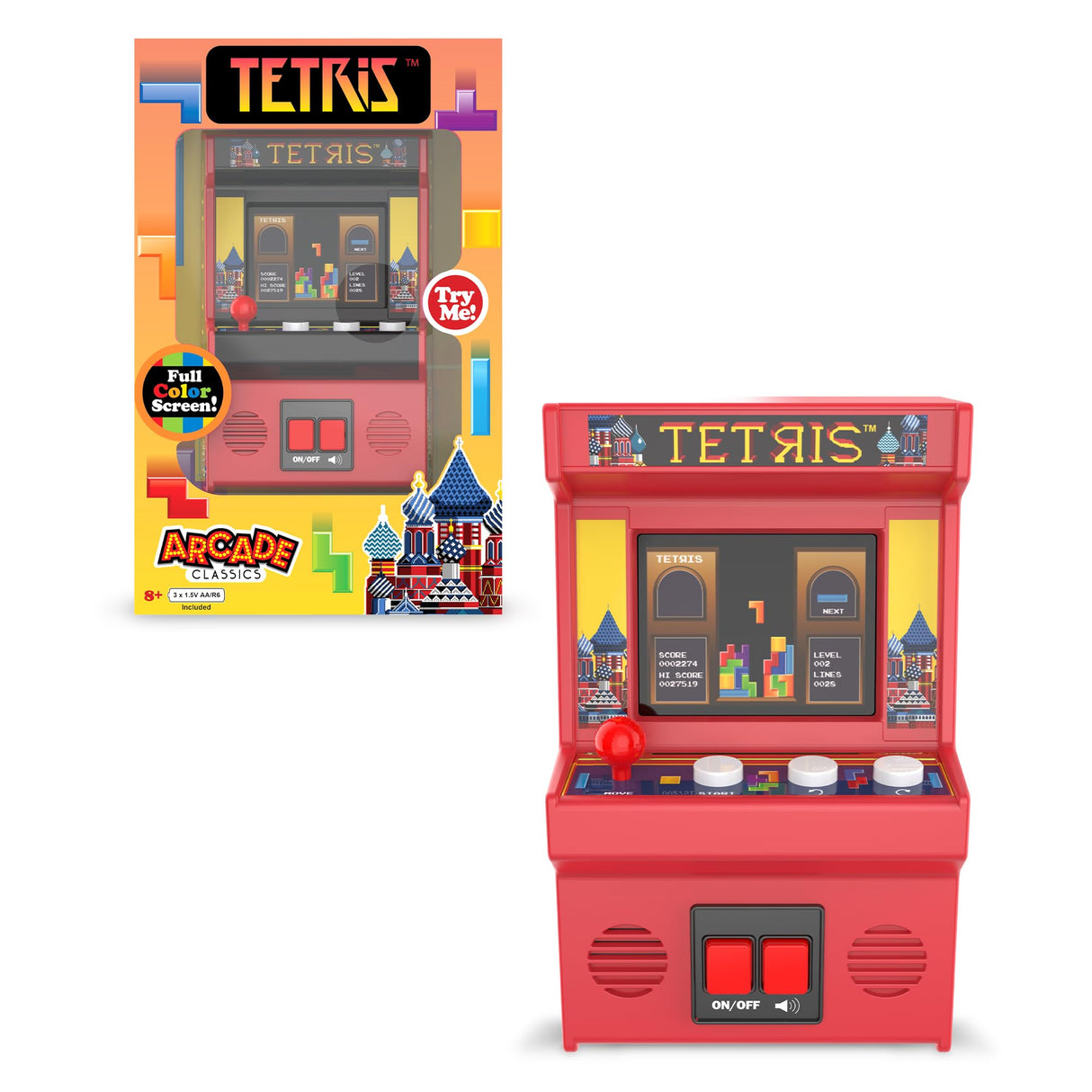 Arcade Classics Tetris - Retro Mini Arcade Game, Full Color Screen, Classic Handheld Electronic Game Console, 90s Toy, Great Gift for Kids 8+ Arcade Classics