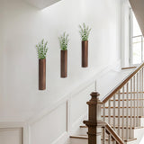 Fttoyoly 3 Pack Wood Wall Planter with Artificial Eucalyptus, Modern Wall Decor for Living Room Bedroom Bathroom Entryway, Farmhouse Boho Wall Vases for Dried Flowers and Faux Plants Fttoyoly