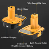 Kzreect DM18D Converter for DeWalt 18v to 20v Battery Adapter with USB Port for Dewalt 18V Tools, Converts Dewalt 20V or Milwaukee M18 18V Battery to Dewalt 18V Battery Adapter (1-Pack) Kzreect