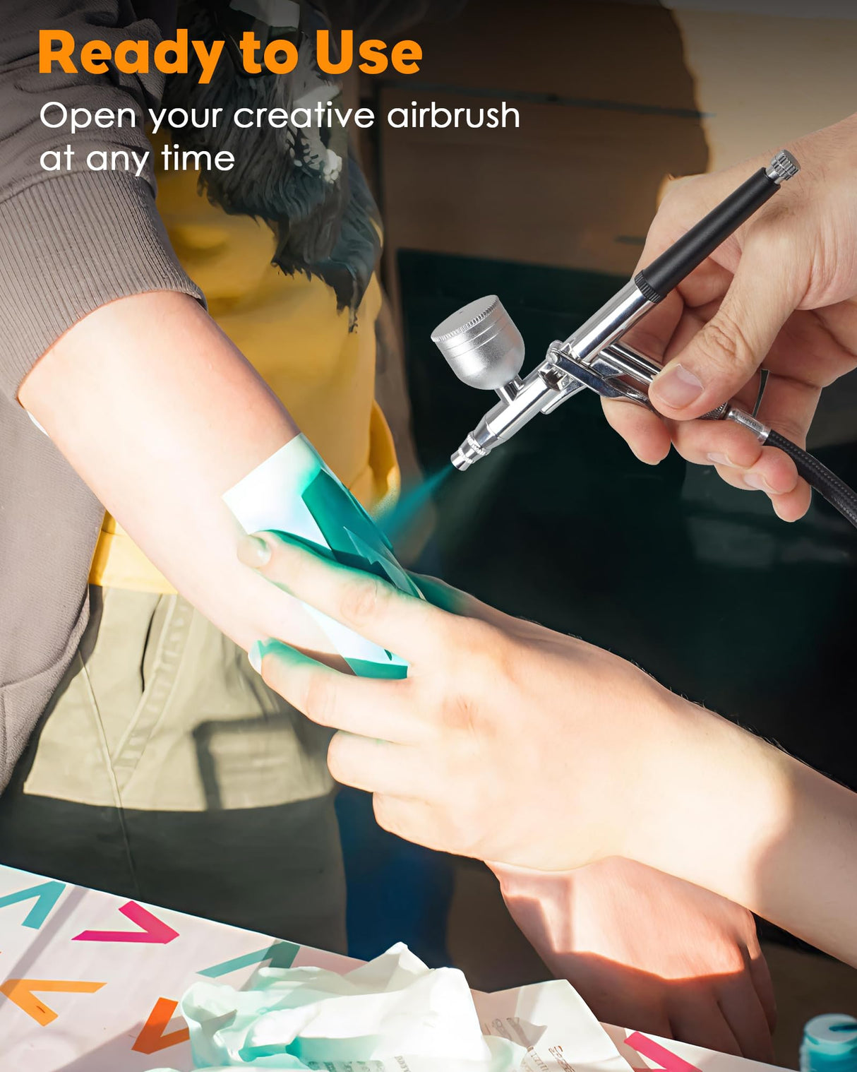 Airbrush Kit, Airbrush Gun Dual-Action Gravity with 0.2, 0.4 & 0.5mm Needle/Cleaning Sets, Air Brush with 2 1/3 oz Fluid Cup for Painting, Modeling, Cake Decor, Pastry, Makeup, Nail Art etc. Rexley