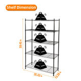 Elevon 5-Tier Storage Shelves, Adjustable Metal Wire Shelving Unit with Leveling Feet Heavy Duty Pantry Shelves Organizer Rack for Kitchen Garage Laundry Office Warehouse, 35"L x13.4"W x64.3"H, Black Elevon