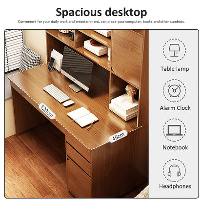 HM&DX Home Office Computer Desk with Hutch,Wood Writing Desk Study Desk with Drawers,Modern Furniture Wooden Desk with Open Storage Cubby,Study Table Computer Desk Makeup Workstation - WoodArtSupply