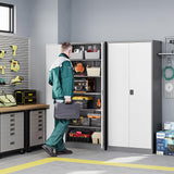Letaya Metal Garage Storage Cabinets with Lock Door and Adjustable Shelves, Steel Tool Cabinets for Home,Office,Warehouse Organisieren (Gery White, 72" H) Letaya