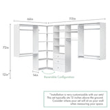 Easy Track PH43-WH Ultimate Corner Wood Kit Closet Organizer in White with White-Vinyl Hardware Easy Track