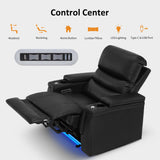 MCombo Triple Motors Power Recliner Chair with Power Headrest & Lumbar Support for Living Room, Home Theater Seating with Armrest Storage, Tray Table and Dual Charging Ports HTS708 (Black) MCombo