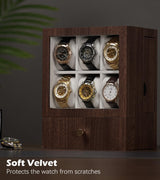 Homde Watch Box Wooden Display: Large Wood Storage for Men's Nightstand - Timeless Home Organizer (M Size) Homde