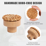 12pcs Wood Drawer Knobs, Round Wooden Dresser Knobs Boho Rattan Drawer Pulls with 24pcs Screws for Dresser Cabinets Boho Wood Furniture (3cm/1.2inch) SAVITA