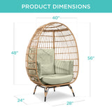 Best Choice Products Wicker Egg Chair, Oversized Indoor Outdoor Lounger for Patio, Backyard, Living Room w/ 4 Cushions, Steel Frame, 440lb Capacity - Sage Best Choice Products