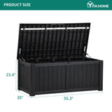 YITAHOME 120 Gallon Large Deck Box, Resin Outdoor Storage Box for Outdoor Pillows, Garden Tools and Pool Supplies, Waterproof, Lockable, Black YITAHOME