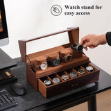 ProCase Watch Case for Men, 10 Slot Watch Display Stand with Acrylic Lid, Watch Display Case with Drawer, 2-Layer Mens Watch Box, Watch Holder Organizer for Men Women -Espresso ProCase