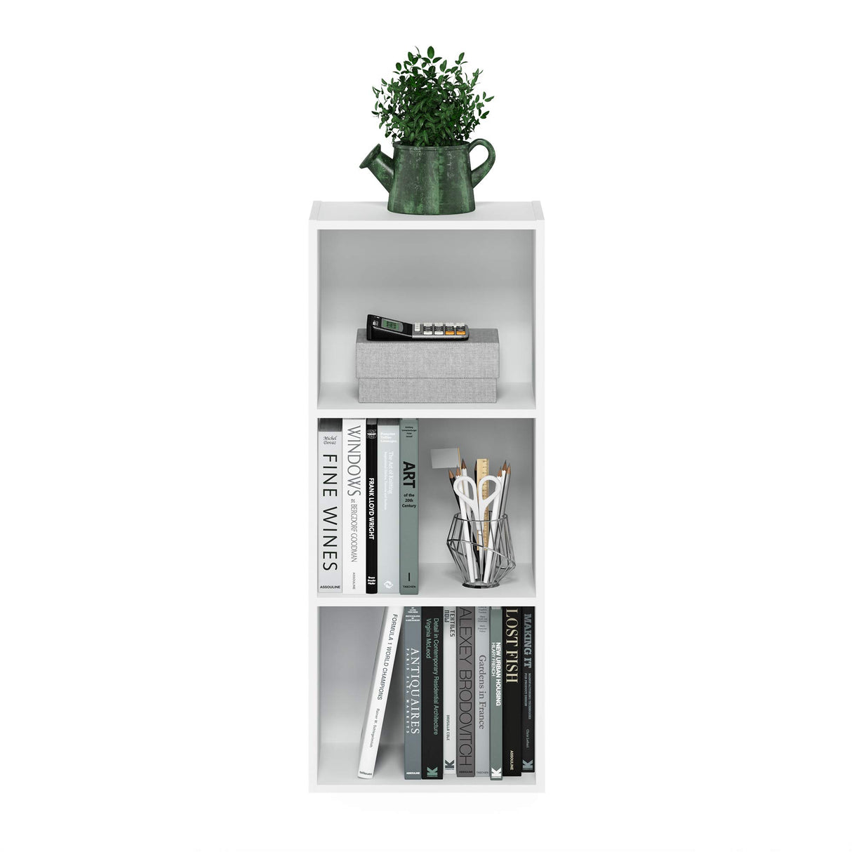 Furinno Luder Bookcase / Book / Storage , 3-Tier, White Furinno