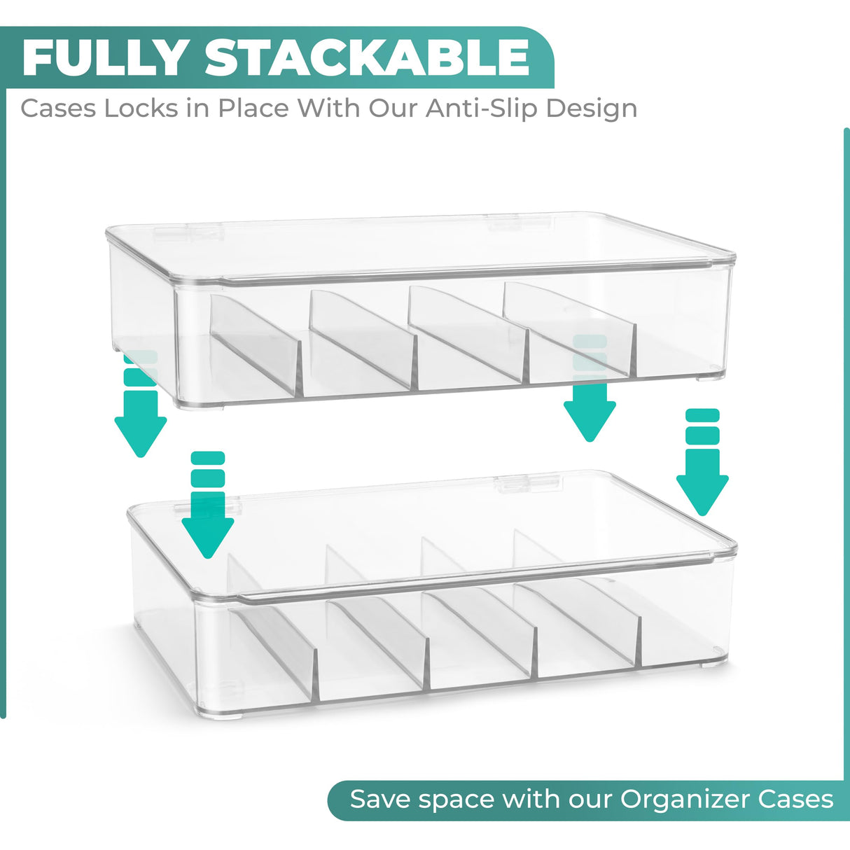 Sorbus Sunglasses Organizer - Plastic Stackable Eyeglass Case Storage Organizer for Multiple Glasses - Reading Glasses, Sunglass Holder with Hinged Lid for Eyewear Display Includes 5 Sections (2 Pack) Sorbus