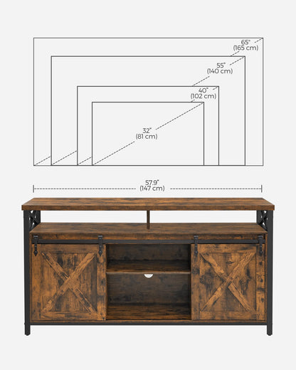 VASAGLE TV Stand for 65 Inch TV, Entertainment Center, TV Table and Console, TV Cabinet with Adjustable Shelves, Industrial Design, Rustic Brown and Black ULTV071B01 - WoodArtSupply