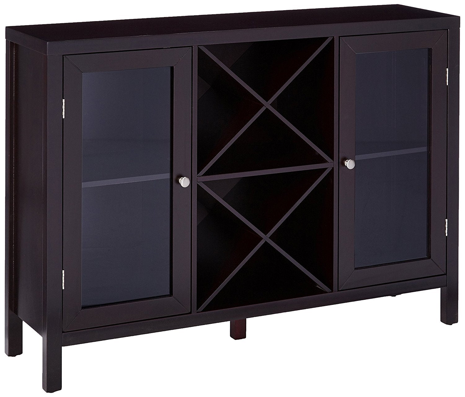 Kings Brand Furniture Wine Bar Cabinet for Liquor and Coffee Buffet, Sideboard with Storage Shelves for Dining Living Room Kitchen, Espresso - WoodArtSupply