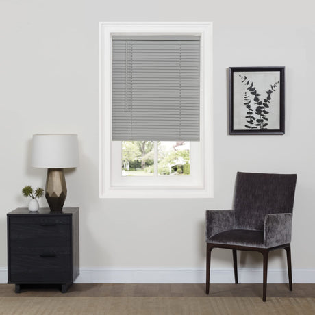 Cordless Room Darkening Mini Blind - 32 Inch Width, 64 Inch Length, 1" Slat Size - Gray - Cordless GII Deluxe Sundown Horizontal Windows Blinds for Interior by Achim Home Decor Achim Home Furnishings