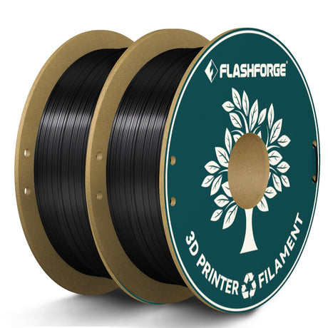 FLASHFORGE Silk PLA Filament 1.75mm Shiny Black, 3D Printer Filament Bundle 2kg (4.4lbs) Cardboard Spool, Smooth and Silky Texture 3D Printing Filament, Dimensional Accuracy +/- 0.02mm FLASHFORGE