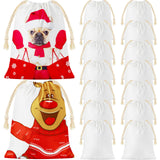 Shappy Sublimation Blank Small Drawstring Bags Candy Gift Bags 4x6'' Muslin Goodies Pouch Reusable Treat Sachet Sack for Valentine's Day Birthday Party Favors DIY Craft Supplies(50 Pieces) Shappy