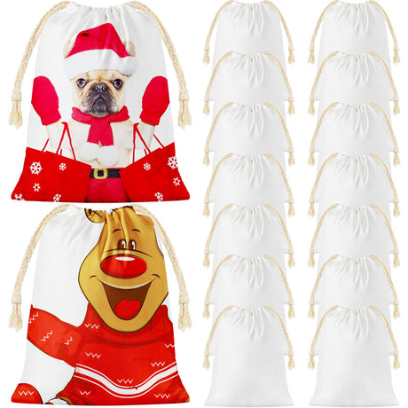 Shappy Sublimation Blank Small Drawstring Bags Candy Gift Bags 4x6'' Muslin Goodies Pouch Reusable Treat Sachet Sack for Valentine's Day Birthday Party Favors DIY Craft Supplies(26 Pieces) Shappy