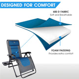 TIMBER RIDGE Zero Gravity polyester Chair Oversized Recliner 350lbs Capacity Patio Lounge Chair Padded Lawn Chair with Headrest XXL for Outdoor, Camping, Patio, Lawn, Blue TIMBER RIDGE