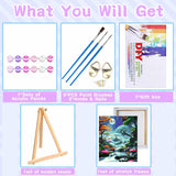 VIGEGU Paint by Numbers Kit for Adults Framed,with Wooden Easel Gift Box,Moon Waterfall Tree Paint by Numbers with Frame DIY Adults' Paint-by-Number Kits for Home Wall Decor 12x16inch VIGEGU