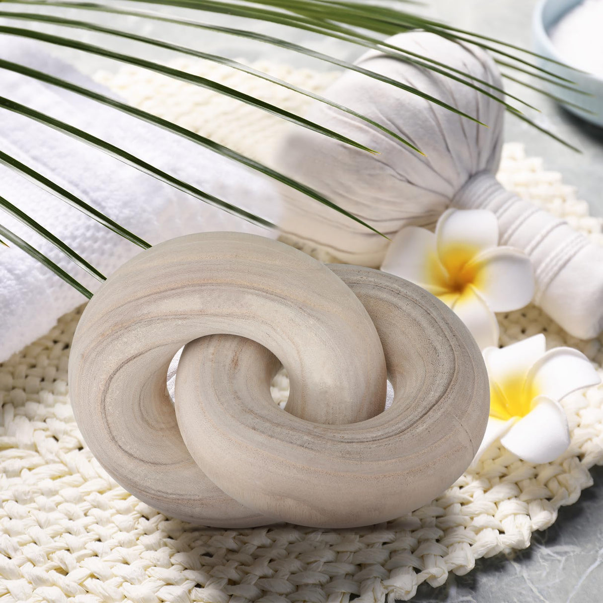 Yalikop 2-Link Wood Chain Link Decor Coffee Table Wood Knot Decor Hand Carved Modern Farmhouse Ornament Boho Rustic Natural Chain Decor for Home Living Room Bedroom Shelf Decor(Wood) Yalikop