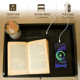 AWASEN Black Nightstand with Charging Station, Modern Bedside Table with Glass Decorative Drawer, Small End Table Side Table with 2 Tiers Storage Space, for Bedroom, Office and Small Space (Black) AWASEN