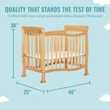 Dream On Me Violet 4-In-1 Convertible Mini Crib In Natural, Greenguard Gold Certified, JPMA Certified, 3 Position Mattress Height Settings, Non-Toxic Dream On Me